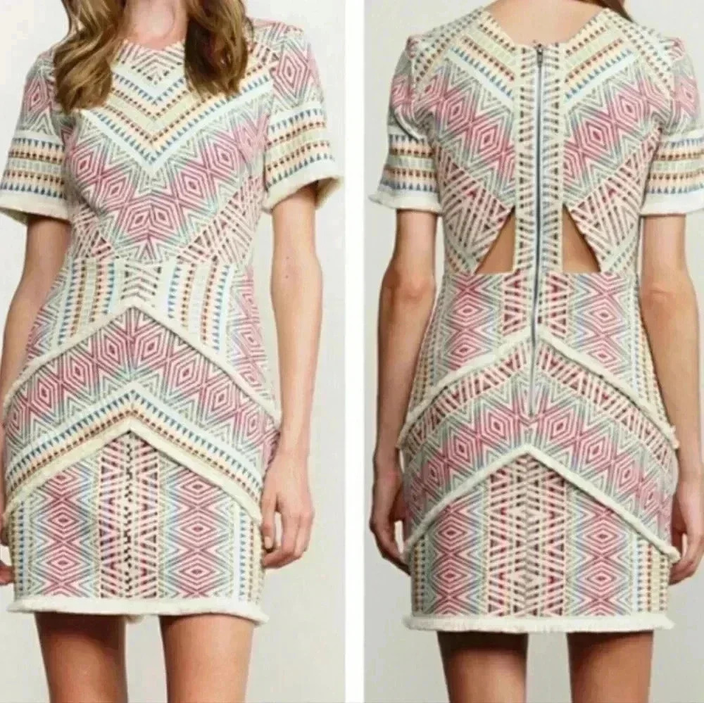Adelyn Rae | Jaylene Woven Jacquard Sheath Dress Size XS